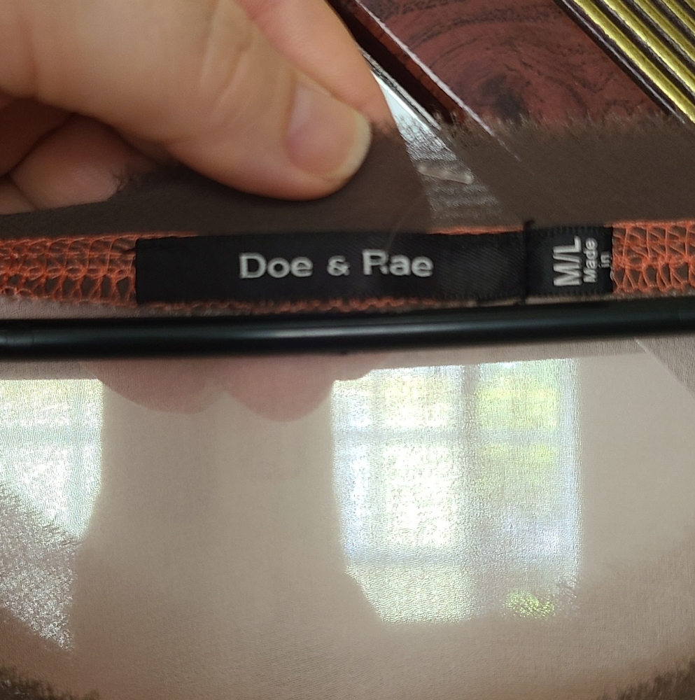 Doe & Rae Vibrant Orange, Brown, and Cream Top - Picture 5 of 6